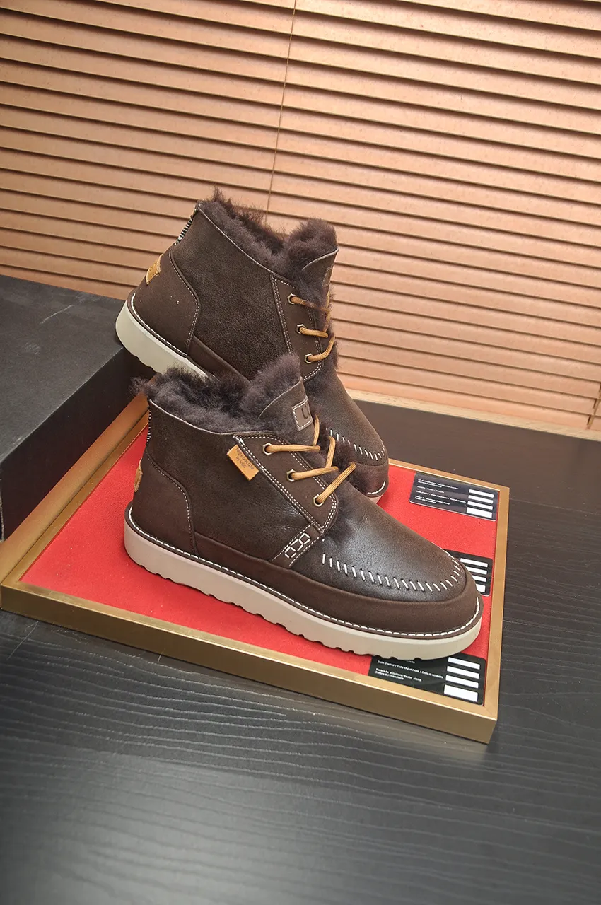 Men's shoes 💰640💶 [UGG] (full wool lining) top-end high-quality fur-in-one warm snow boots from Australia's warm luxury brand men's shoes, UGG-5877 official website synchronized, made of imported cowhide, carefully sewn...Imported rubber foam outsole (comfortable, soft, wear-resistant) The quality is really great...Exquisite workmanship, you can't put it down at first sight, available in sizes 39-44